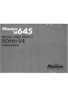 Mamiya 80/4 manual. Camera Instructions.